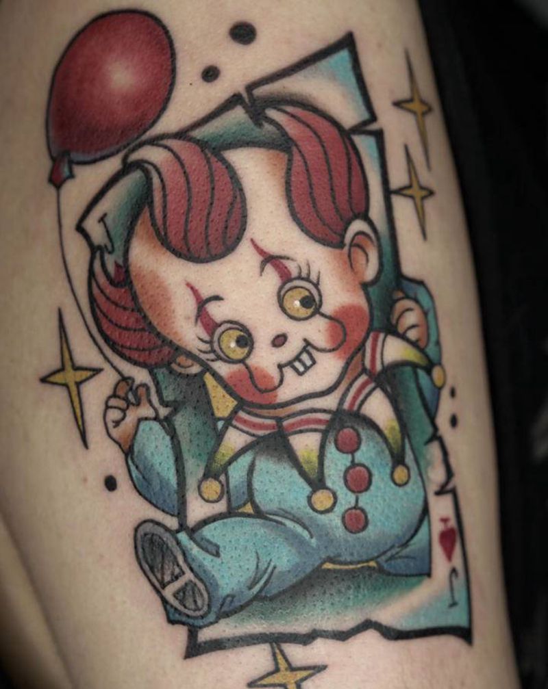 小丑纹身图片_手臂New School纹身图案