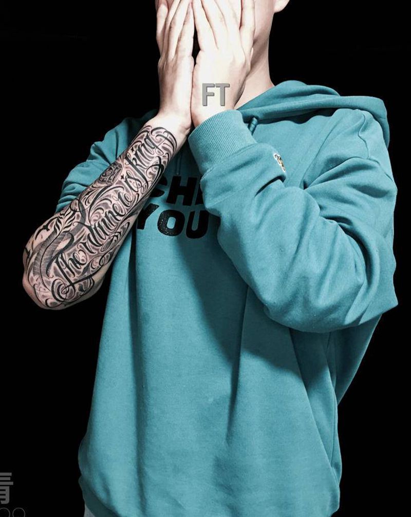 花体字纹身图片_手臂花体字英文纹身图案