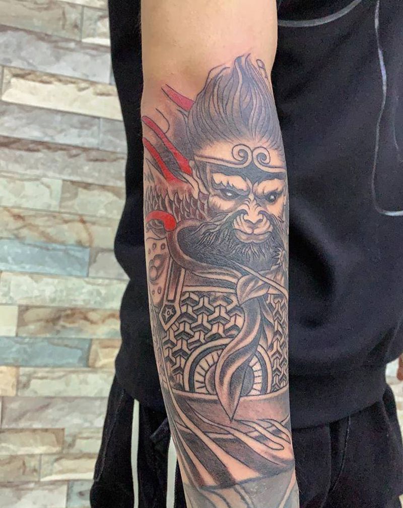 斗战圣佛纹身图片_手臂老传统纹身图案