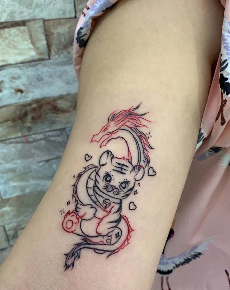 小老虎纹身图片_手臂新传统纹身图案