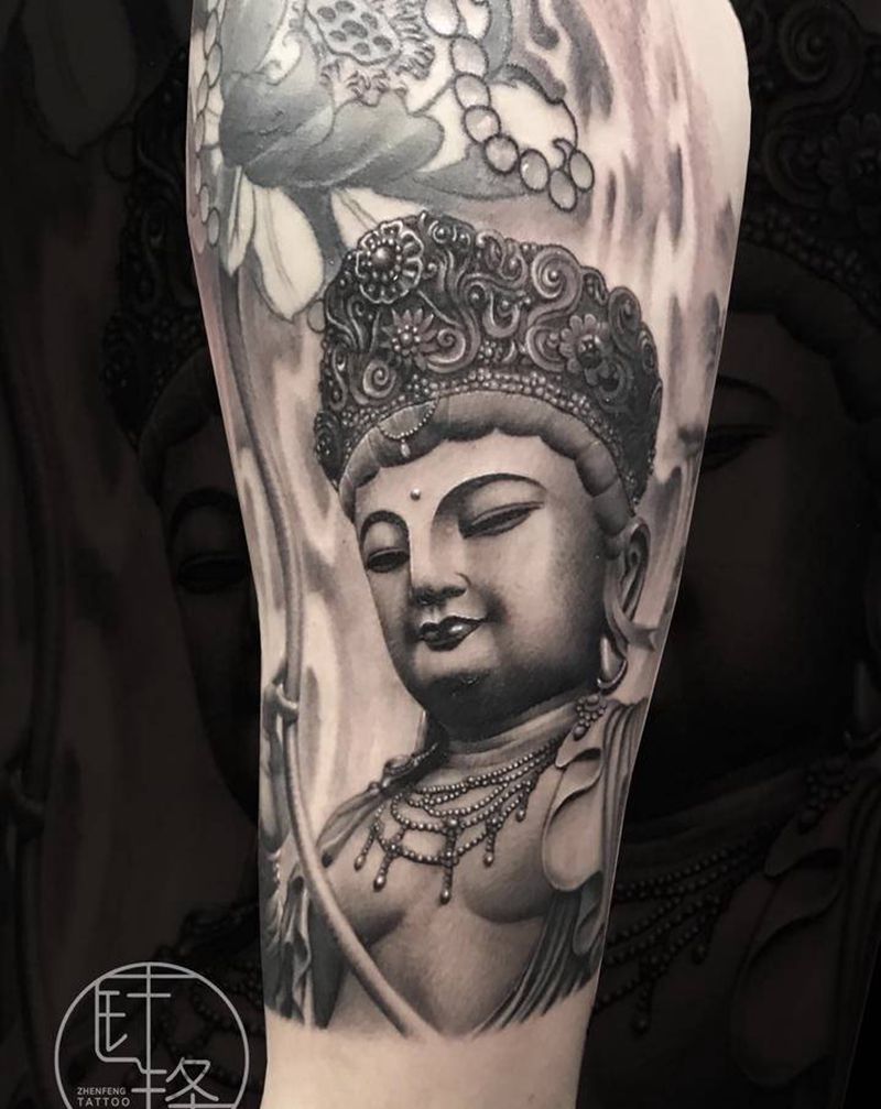 普贤菩萨纹身图片_手臂欧美写实纹身图案