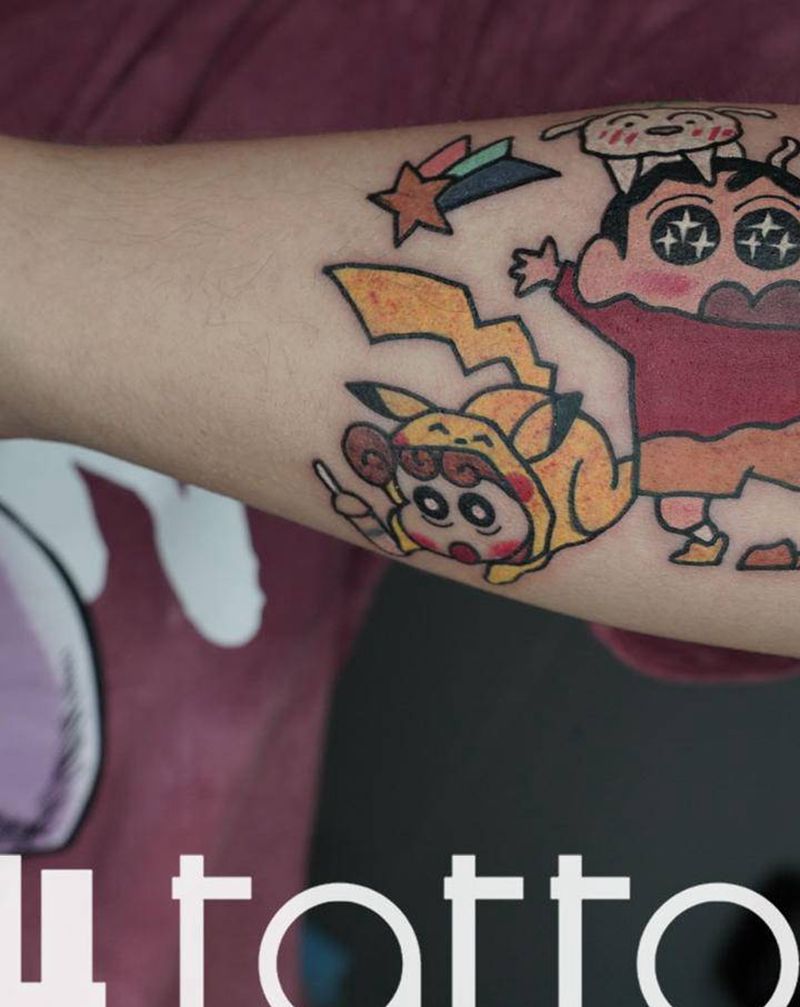 蜡笔小新纹身图片_手部Old School纹身图案