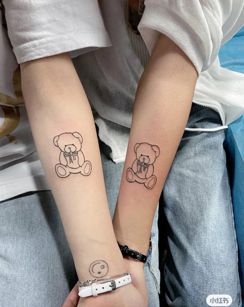 两只熊纹身图片_手臂纹身图案