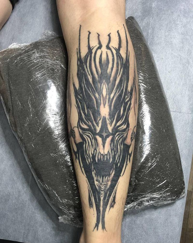 小腿纹身图片_腿部图腾New School恢复半年后纹身图案