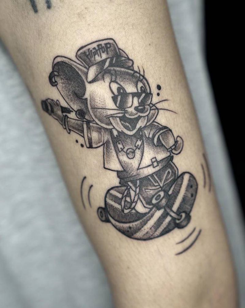 Jerry纹身图片_手部New School纹身图案