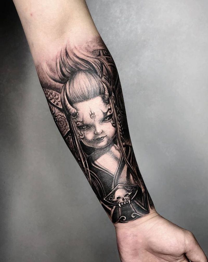 冥帝纹身图片_手臂欧美写实纹身图案