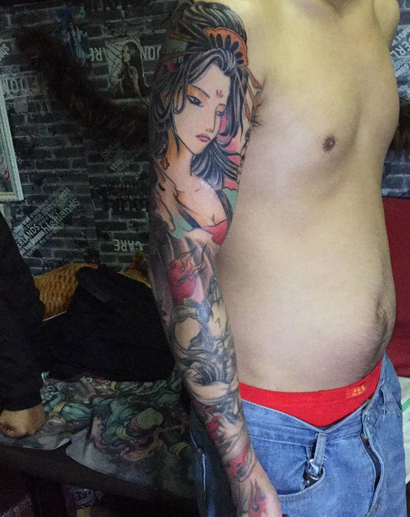 艺妓纹身图片_手臂纹身图案