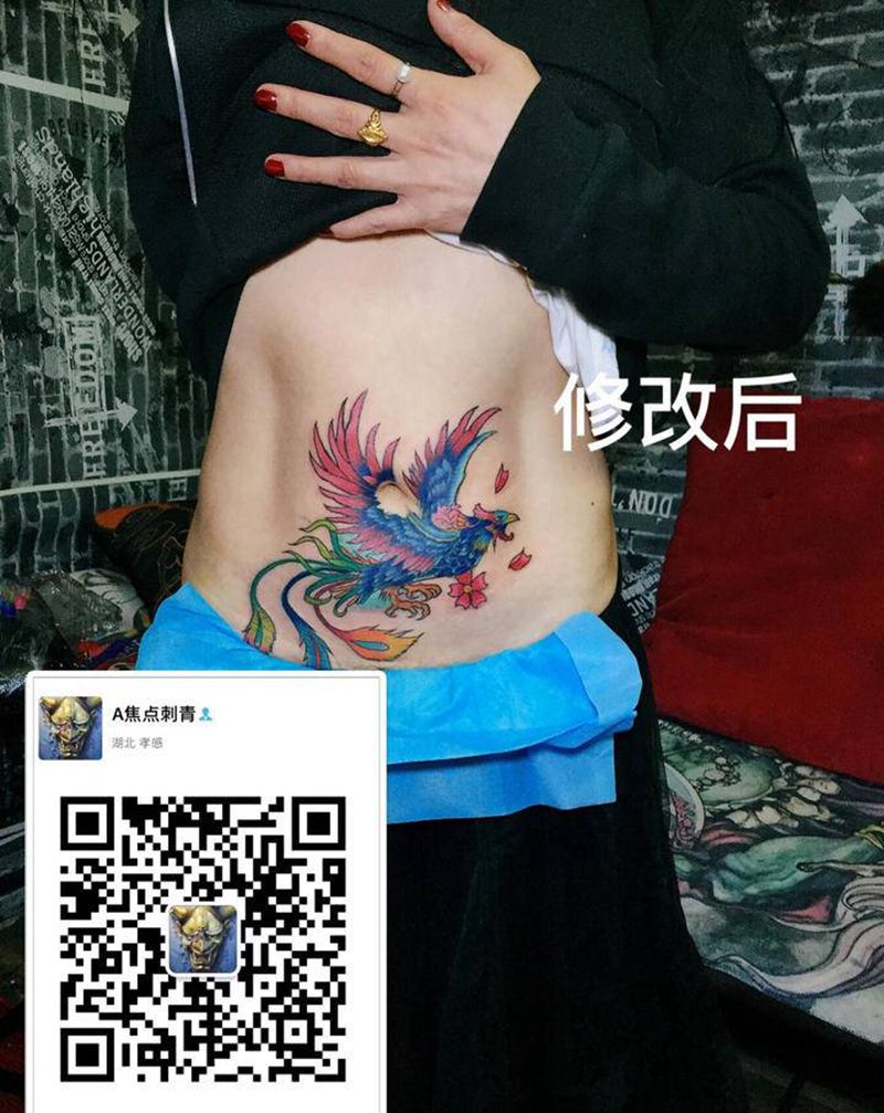凤凰纹身图片_腹部纹身图案