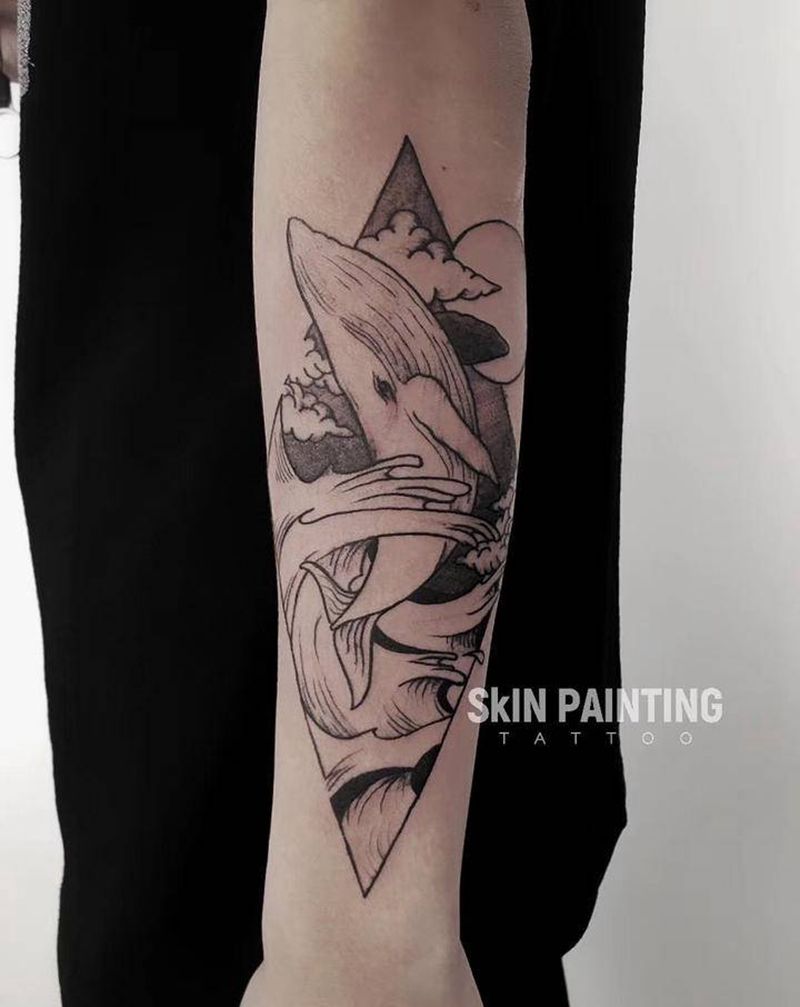 鲸鱼纹身图片_小清新纹身图案