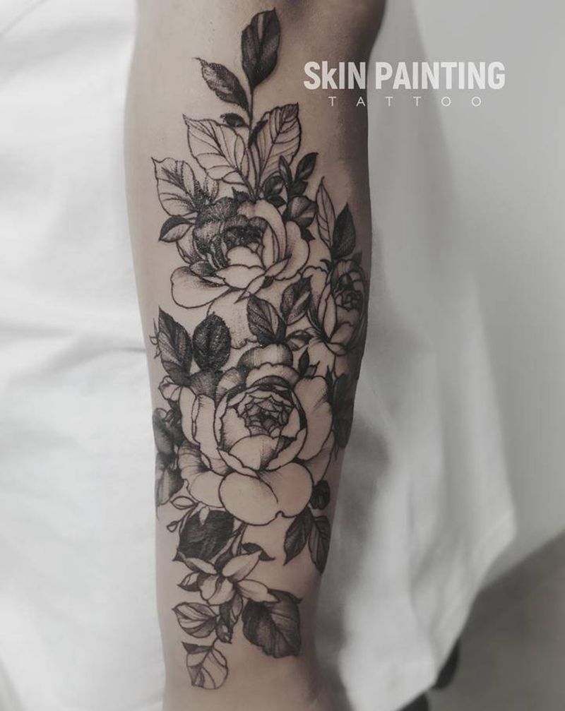 素花纹身图片_手臂素花纹身图案