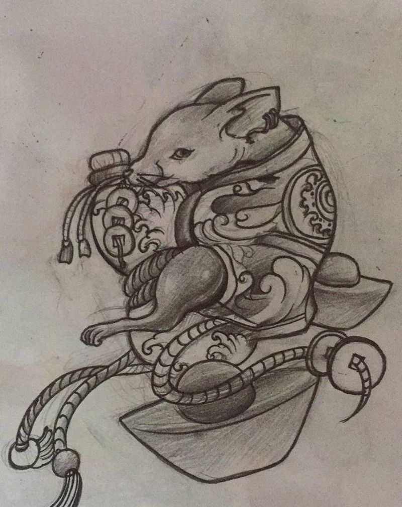 绘画作品老鼠纹身图片_新传统纹身图案