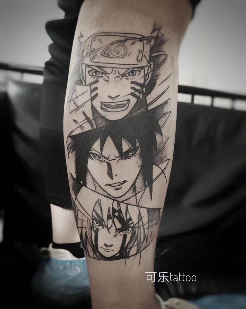 火影纹身图片_腿部纹身图案