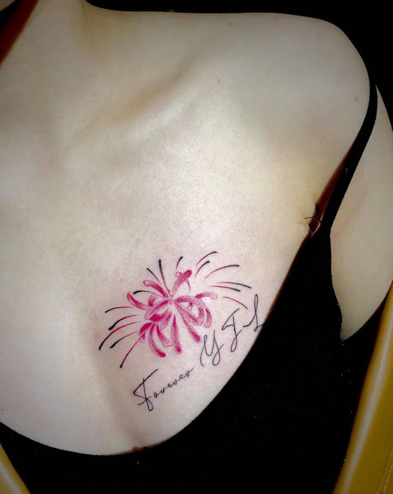 彼岸花纹身图片_胸部纹身图案