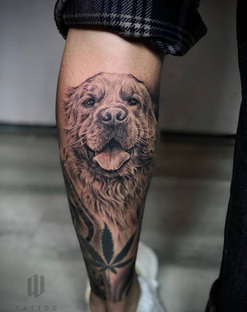 贝贝纹身图片_腿部欧美写实纹身图案