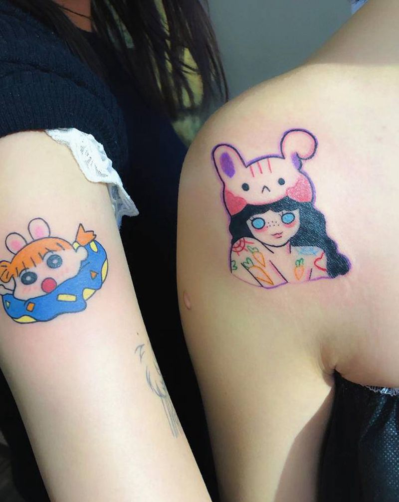 闺蜜纹身图片_手臂肩部纹身图案