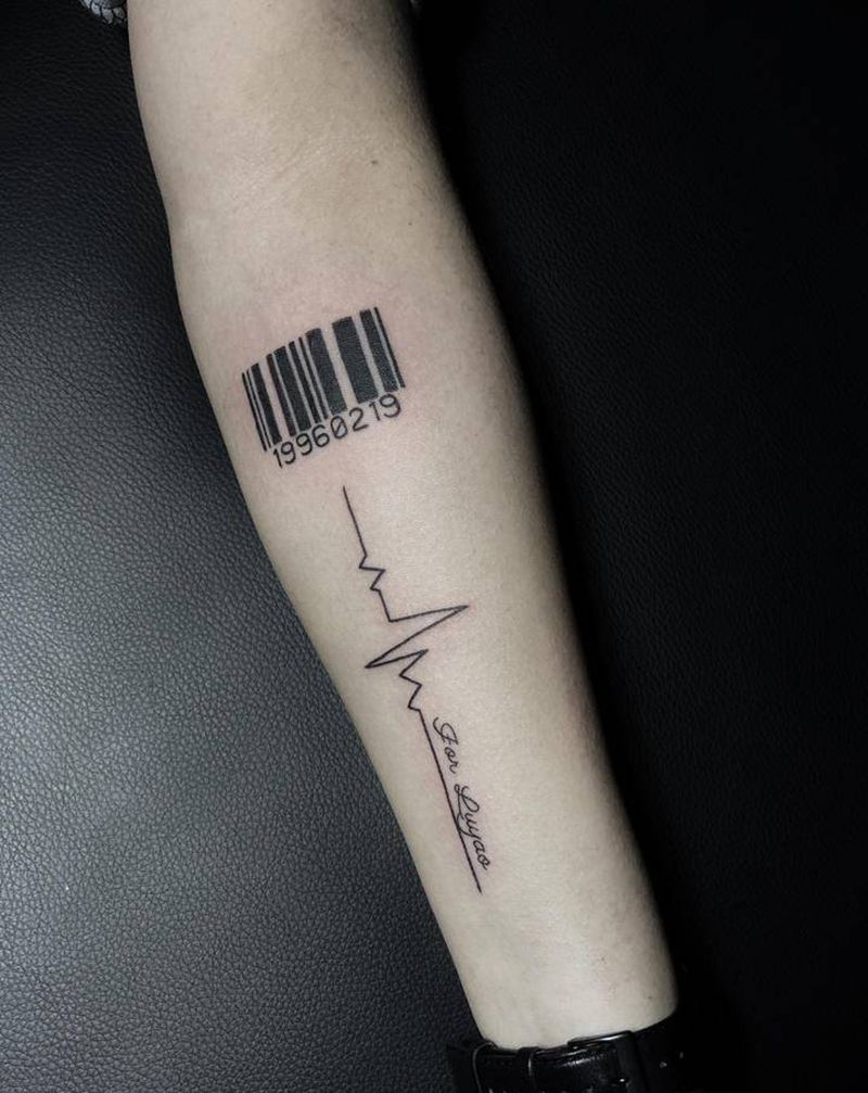 心电图纹身图片_手臂纹身图案