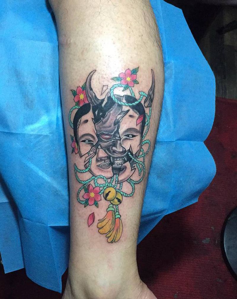 面具纹身图片_手臂纹身图案