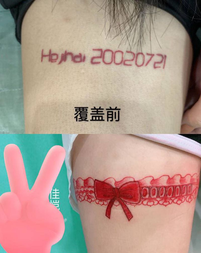 遮盖纹身图片_腿部纹身图案