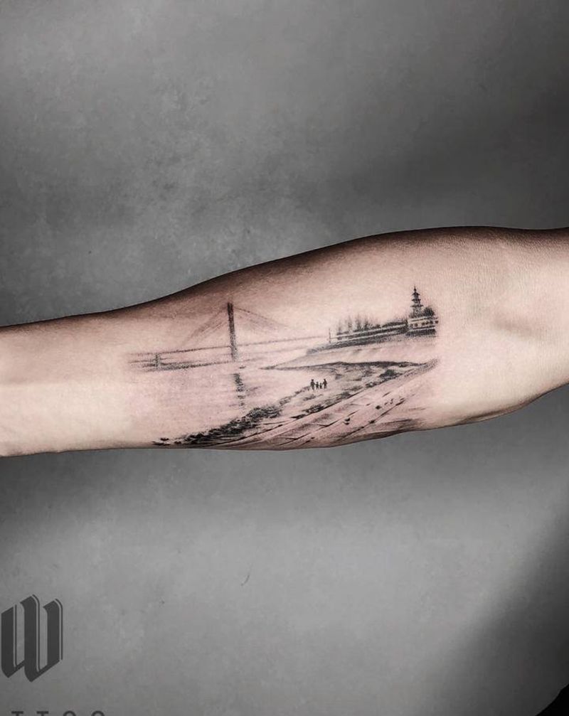 荆州宝塔河湾纹身图片_手臂欧美写实纹身图案