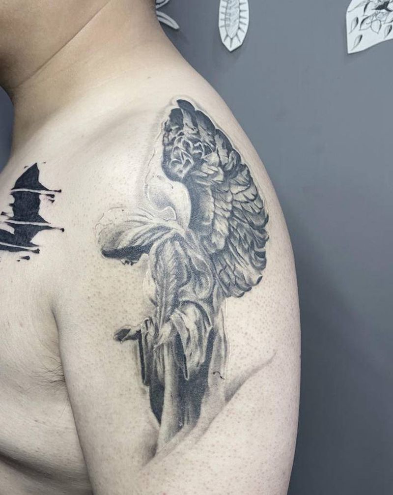 天使纹身图片_手臂欧美写实纹身图案