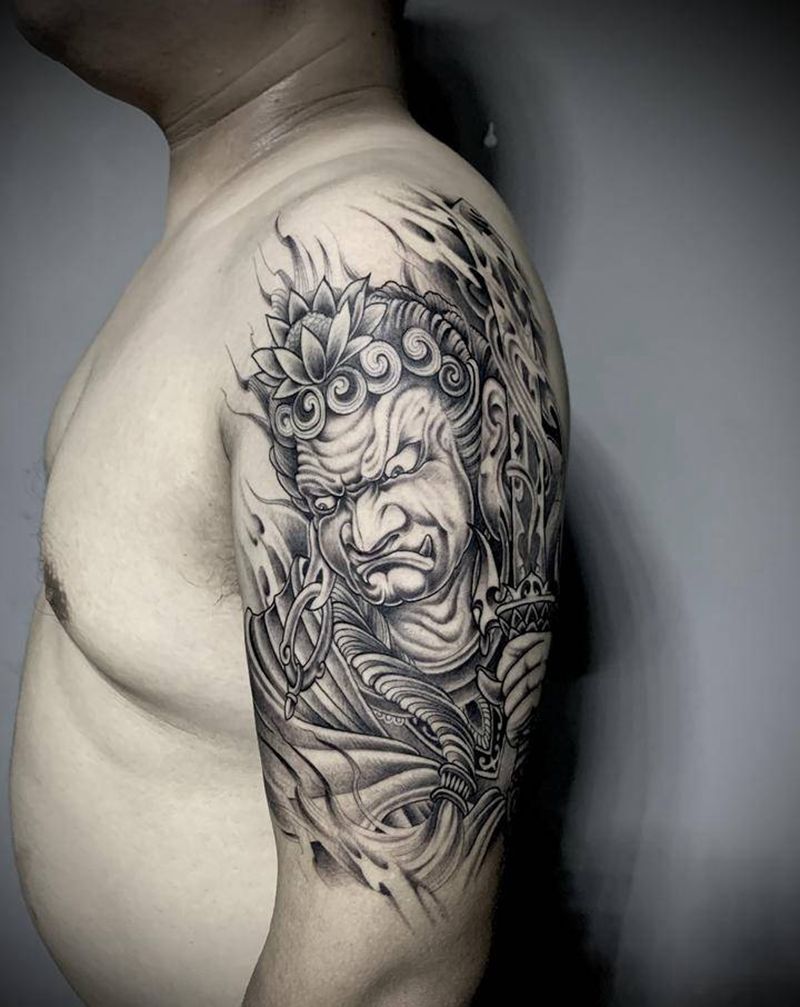 不动明王纹身图片_手臂纹身图案