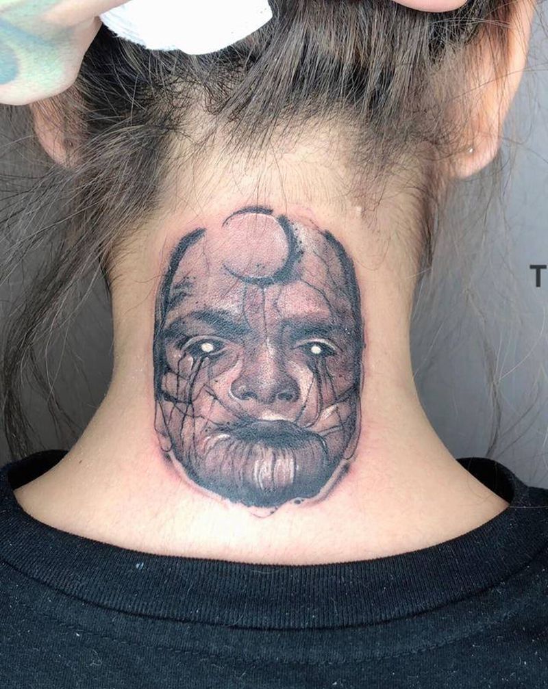 暗黑纹身图片_背部欧美写实纹身图案