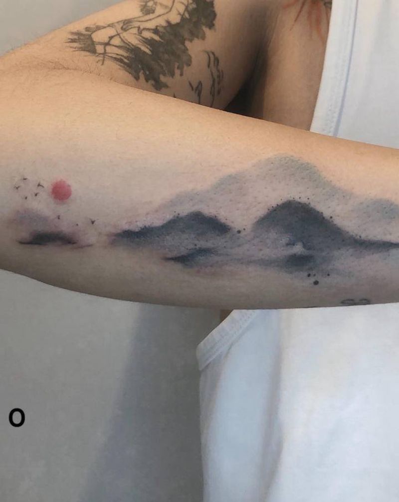 国风纹身图片_手臂水墨纹身图案