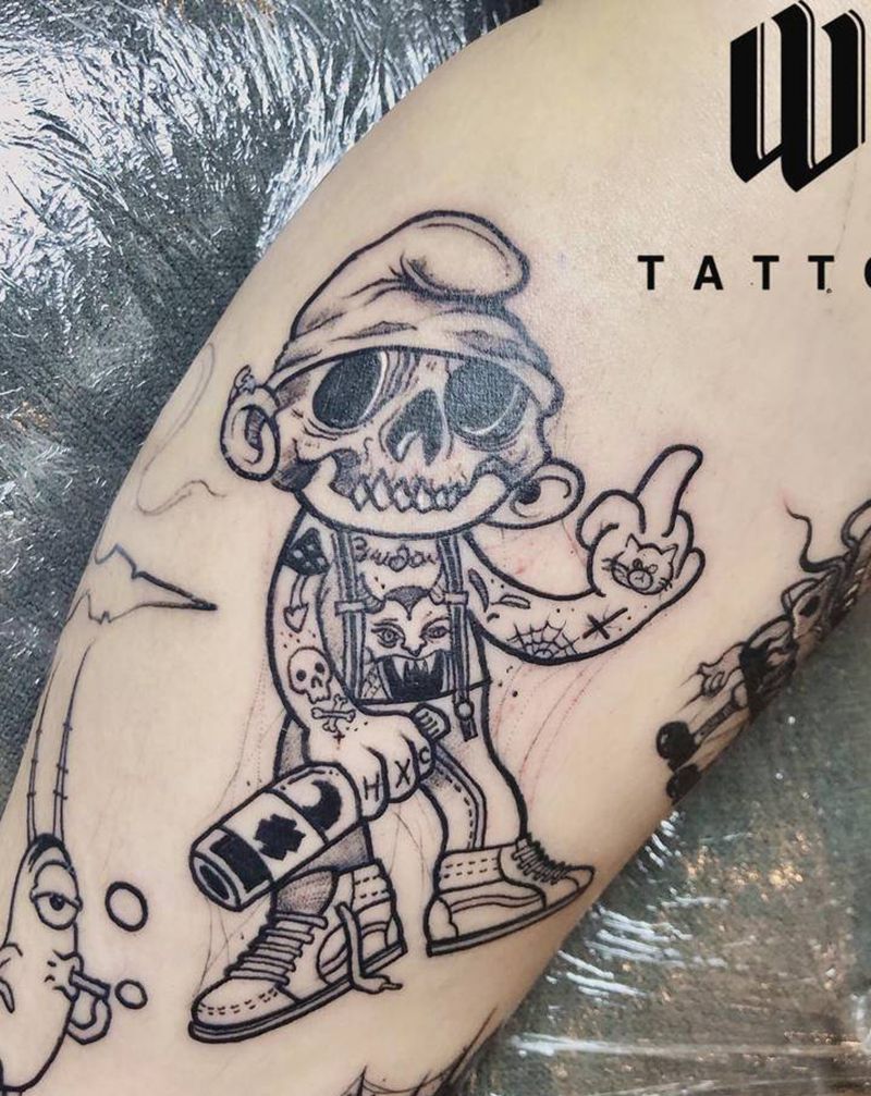 蓝精灵纹身图片_暗黑纹身图案