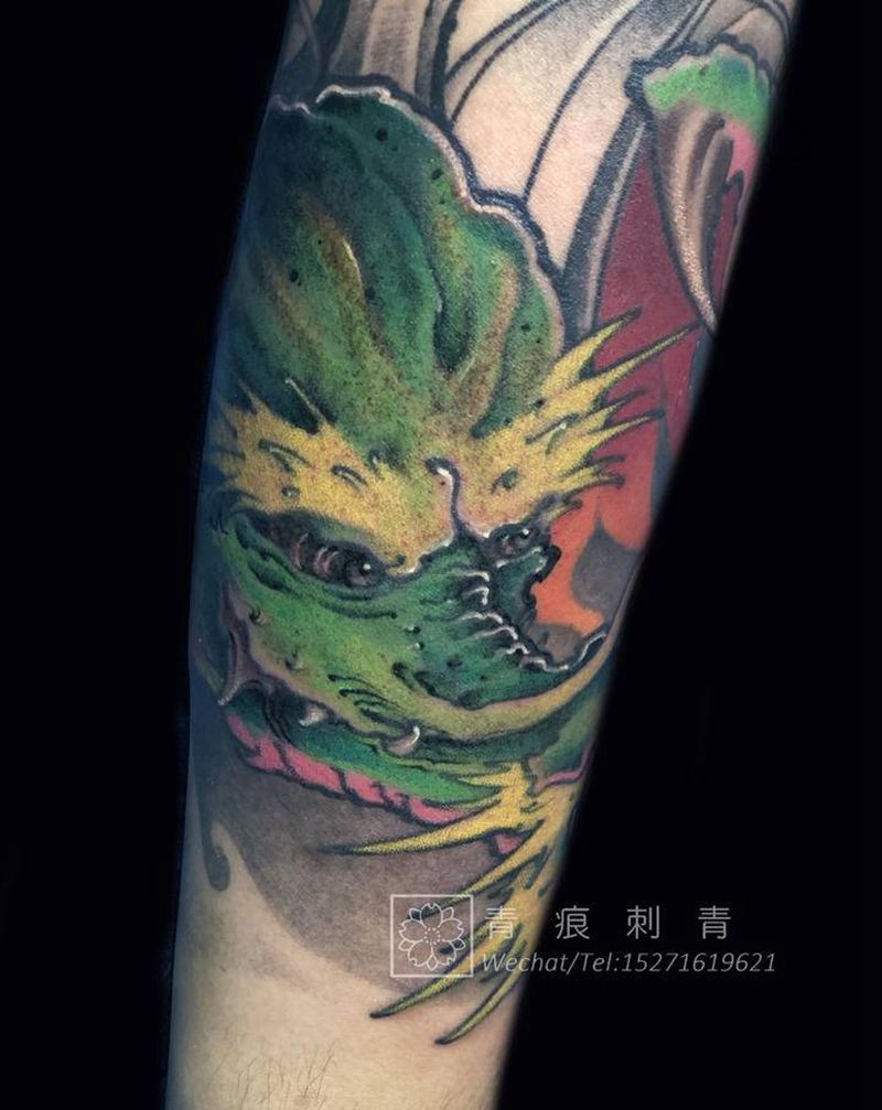 龙纹身图片_手臂新传统纹身图案