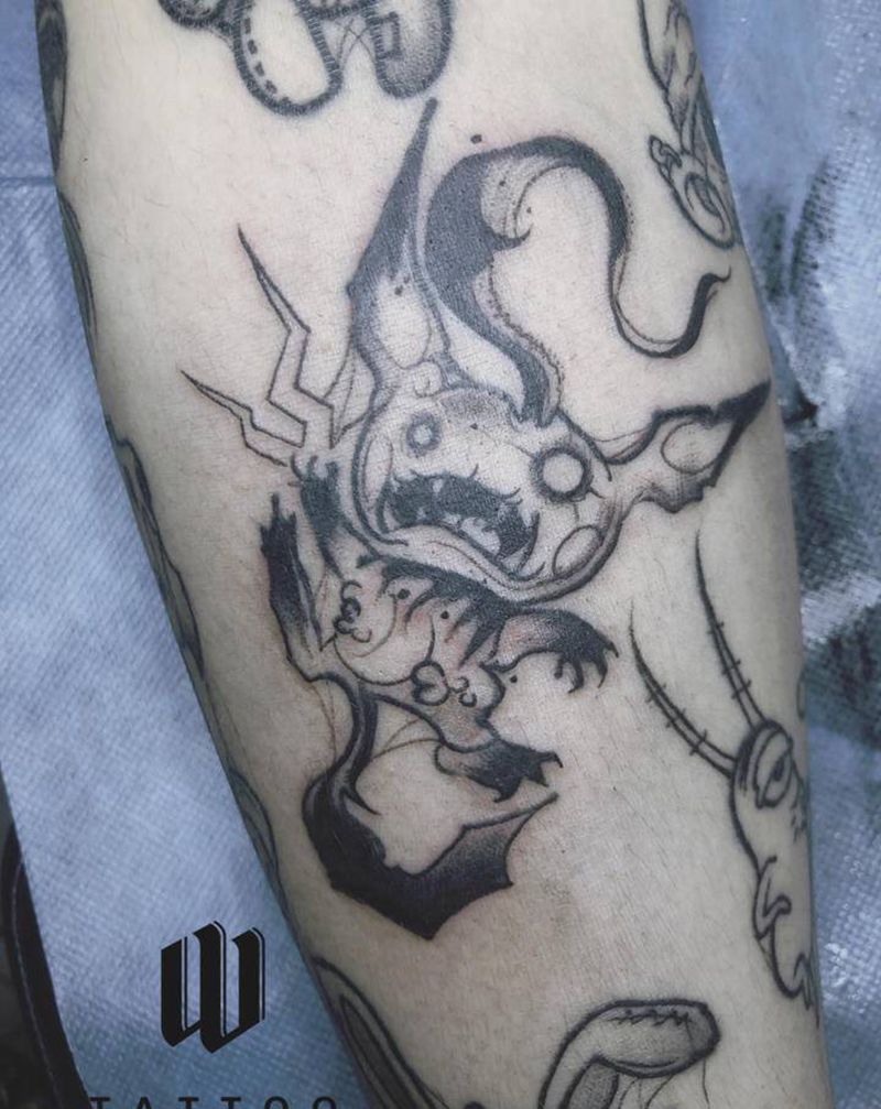 皮卡皮卡纹身图片_腿部暗黑纹身图案