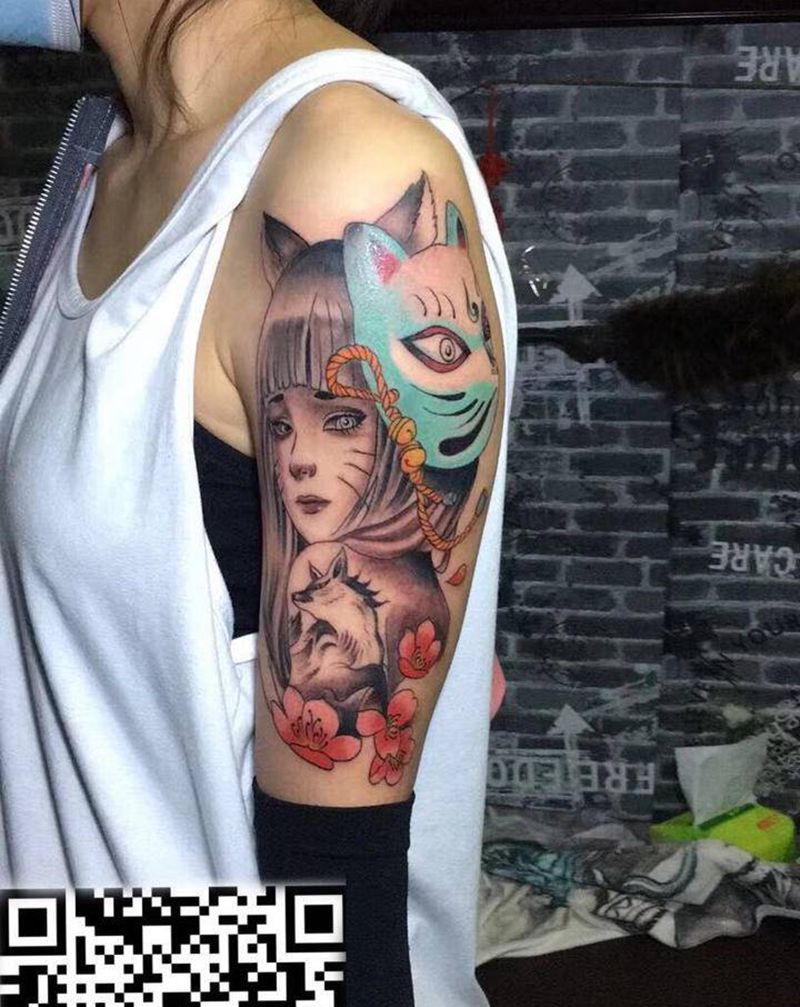 狐仙纹身图片_手臂纹身图案