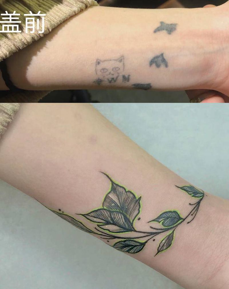 遮盖纹身图片_手臂New School纹身图案