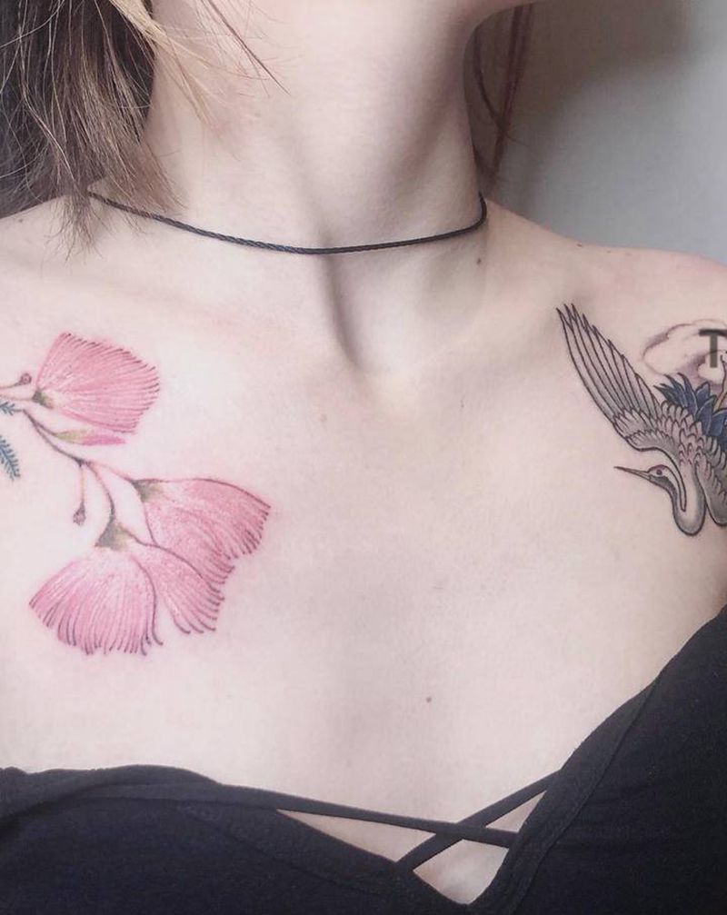 花肩纹身图片_肩部水彩纹身图案