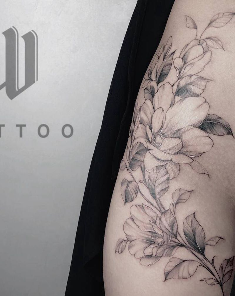 素花腰纹身图片_腰部臀部小清新纹身图案