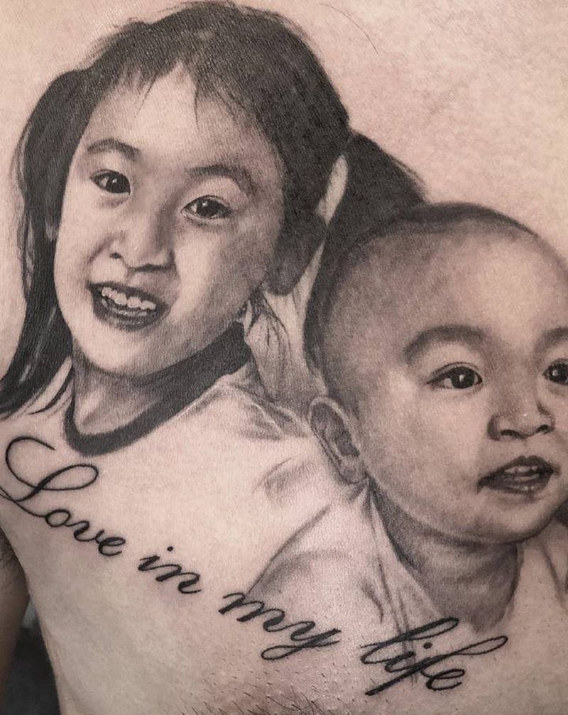 《父爱》纹身图片_胸部纹身图案
