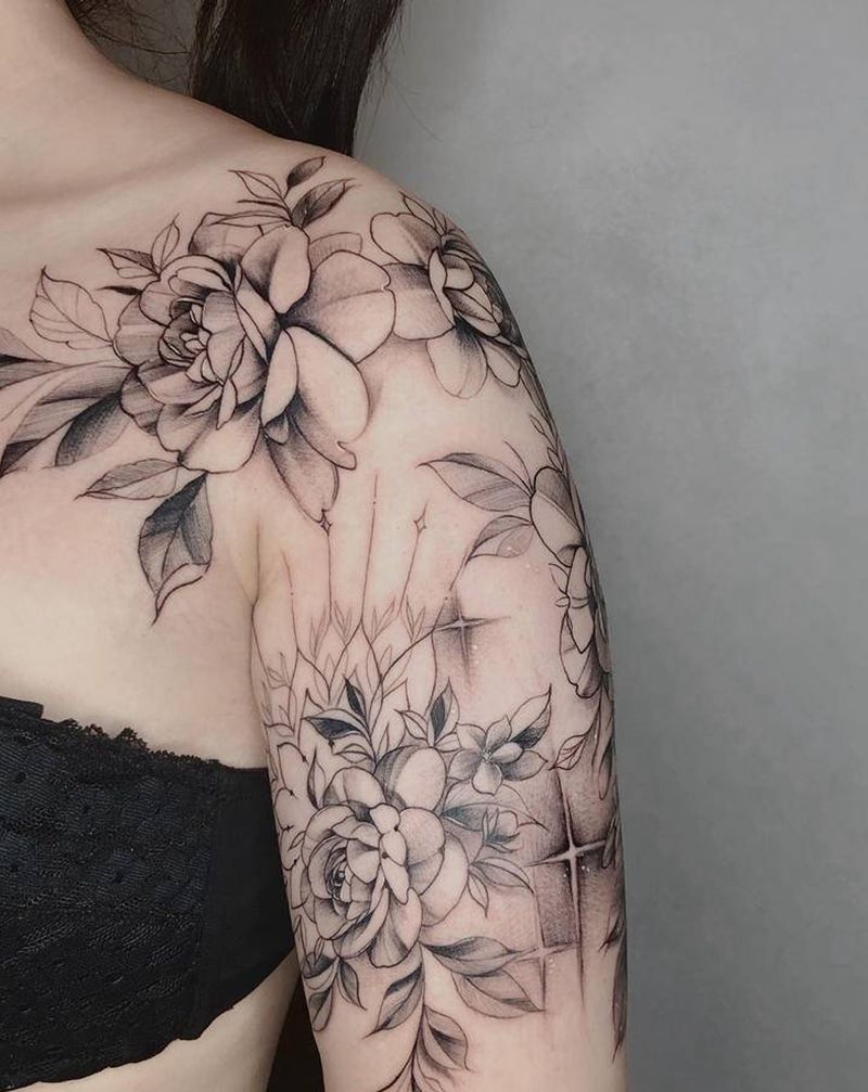 素花纹身图片_手臂小清新纹身图案