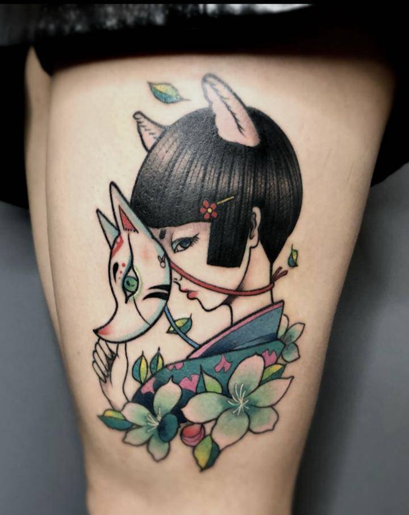 .纹身图片_腿部New School新传统纹身图案