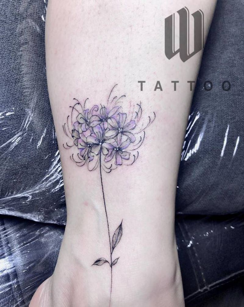 风信子纹身图片_脚部小清新纹身图案