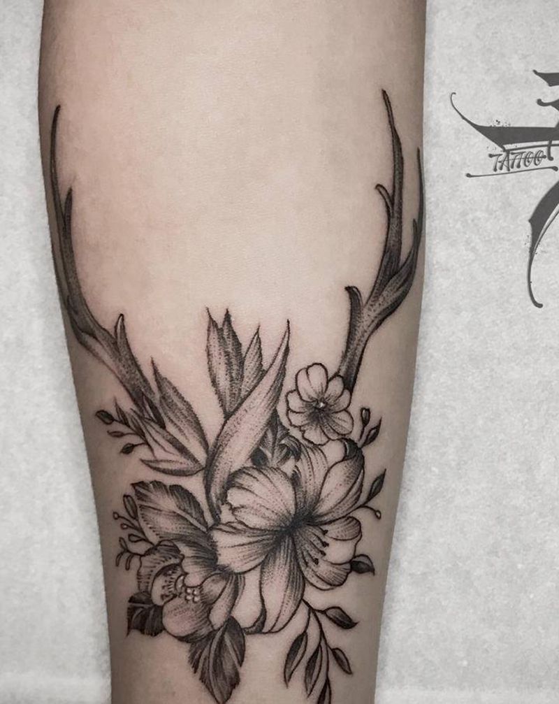 素花纹身图片_手臂点刺纹身图案