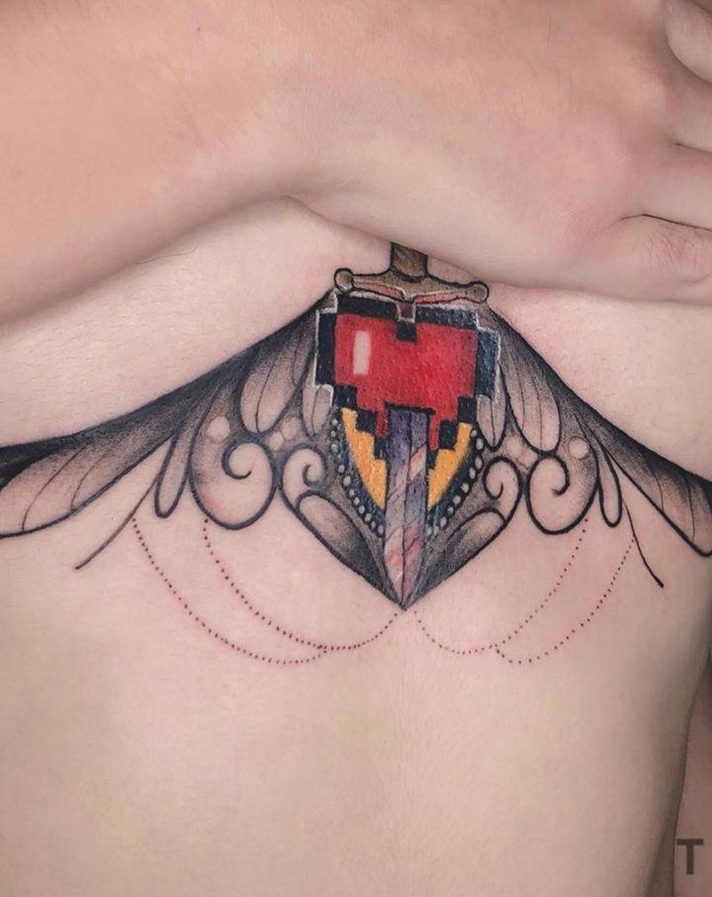 马赛克纹身图片_胸部几何纹身图案