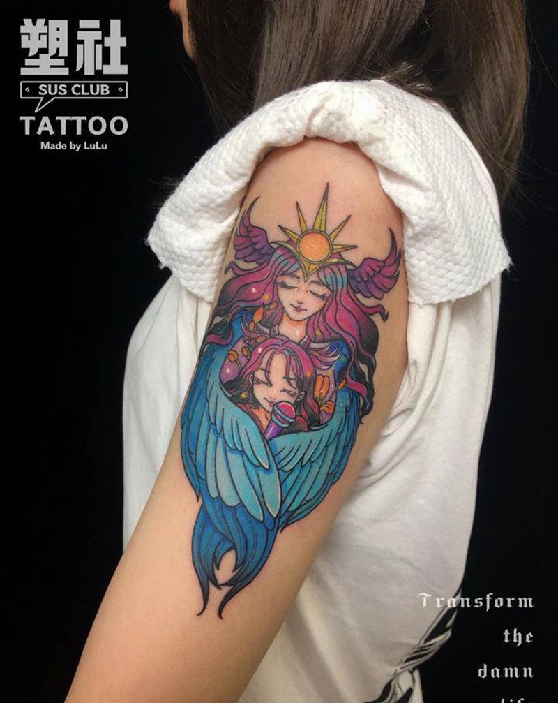 守护纹身图片_手臂New School纹身图案