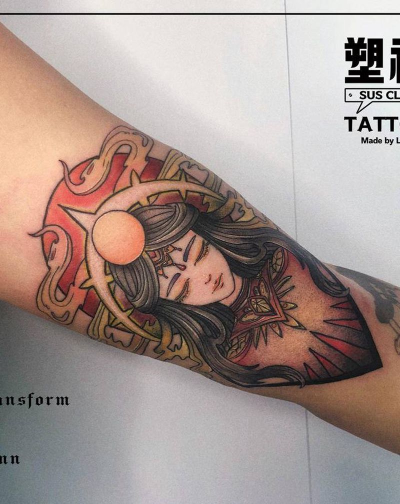 纪念已故的姐姐纹身图片_手臂点刺New School纹身图案