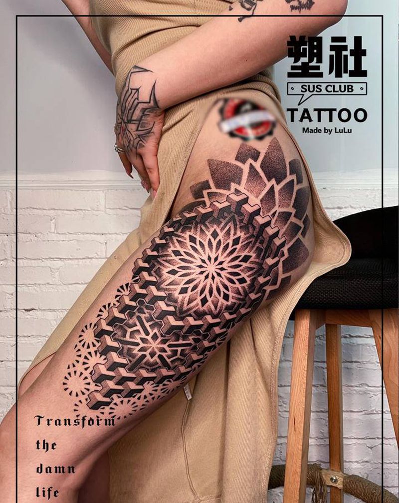 点刺图腾纹身图片_臀部点刺纹身图案