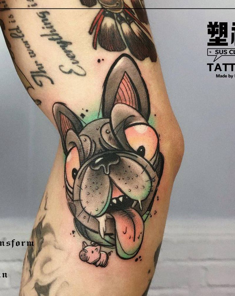 new school狗纹身图片_手臂New School纹身图案