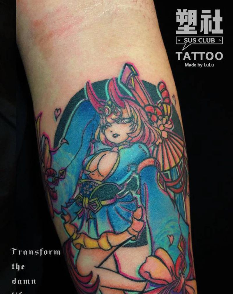 酒吞童子纹身图片_手臂New School纹身图案