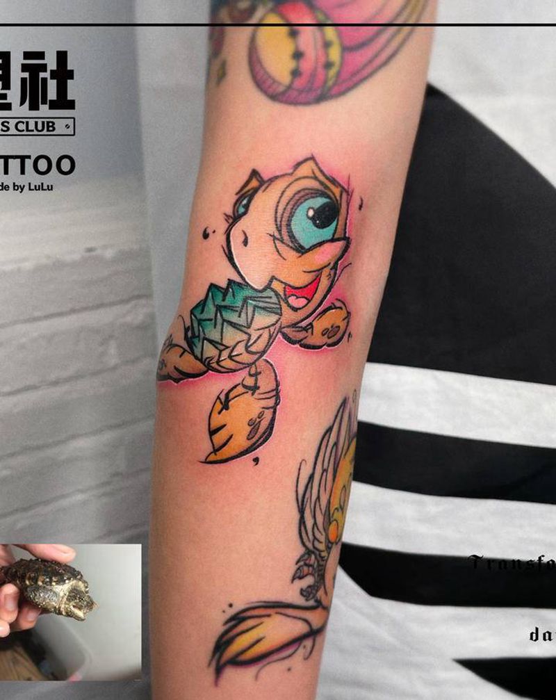 鳄龟纹身设计纹身图片_手臂New School纹身图案