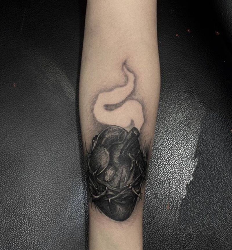 暗黑心脏纹身图片_手臂纹身图案