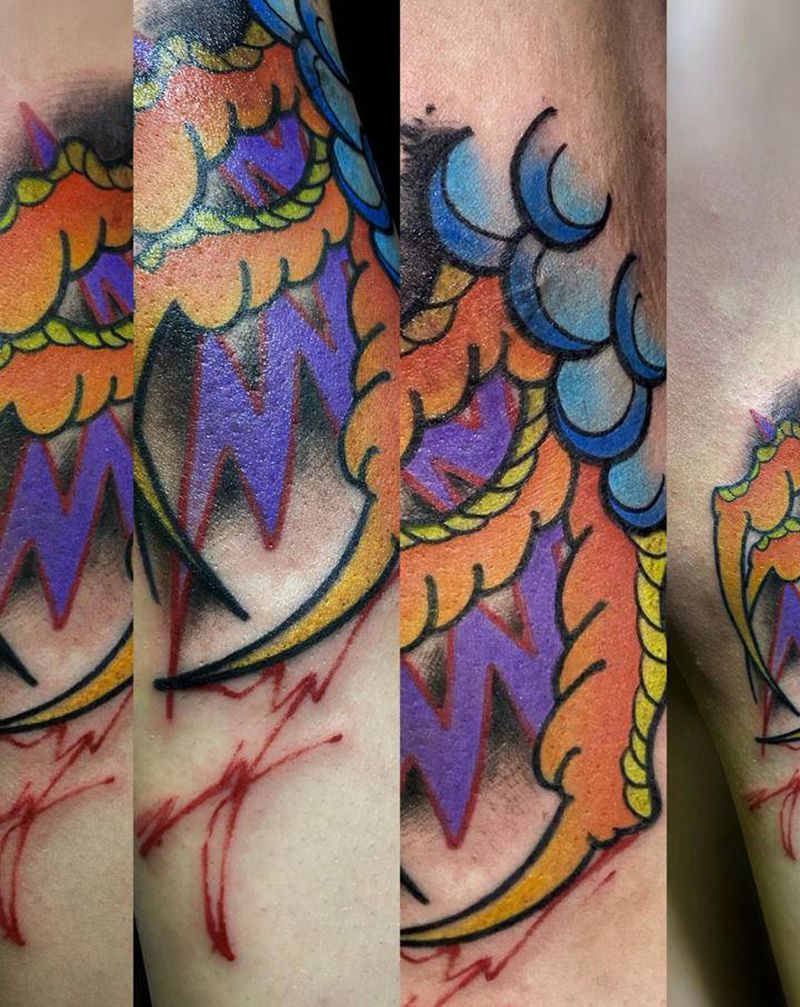 龙爪纹身图片_腿部Old School纹身图案