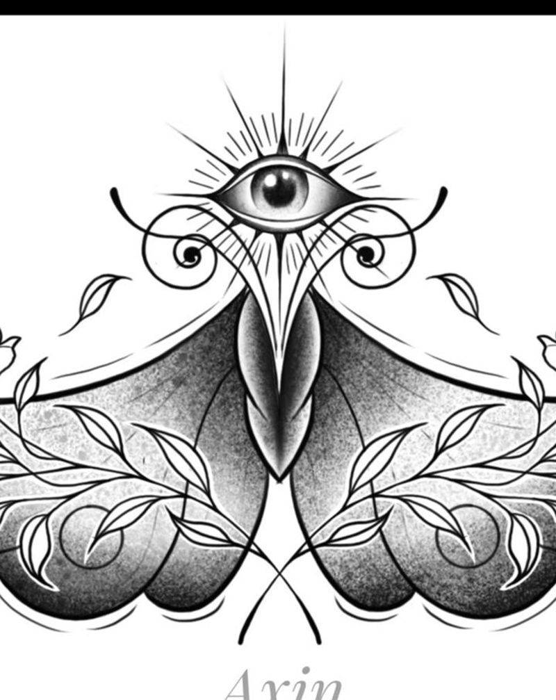 灵眼蝶/可约稿纹身图片_胸部腹部纹身图案