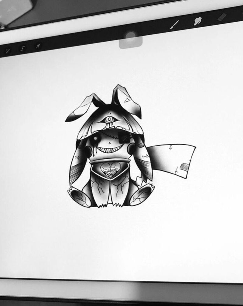 皮卡丘纹身图片_手臂纹身图案